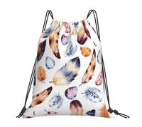 SDEGTHO Colorful Peacock Feather Print Printed Drawstring Backpack Gym Bag, Lightweight Water-Resistant Sports Backpack For Men Women, Yoga, Running, Workout