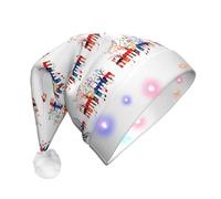 SDEGTHO Colorful Piano Keyboard Music Note Santa Hat Light Up Christmas With Led Lights Flashing For Adults