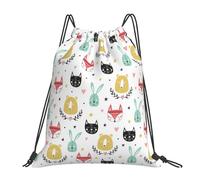 SDEGTHO Colorful Simple Cute Animals Printed Drawstring Backpack Gym Bag, Lightweight Water-Resistant Sports Backpack For Men Women, Yoga, Running, Workout