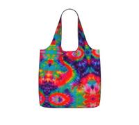 SDEGTHO Colorful Tie Dye pattern Printed Foldable Shopping Bag Reusable, Large Capacity Tote for Grocery, Travel and Commuting
