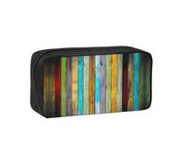SDEGTHO Colorful Wood Board Printed Stationery Case Spacious Pencil Pouch Polyester Zip Organizer for School College Office Days