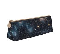 SDEGTHO Constellation Star Clusters Galaxies Fashion Triangular Leather Zipper Pencil Pouch With Large Storage Capacity Pencil Pouch, White, One Size, Art Deco