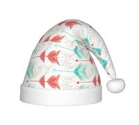 SDEGTHO Coral And Teal Arrows Kids Santa Hat Red Santa Comfortable Christmas For Children Holiday Xmas