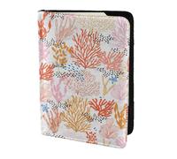 SDEGTHO Coral Reef Printing Passport Holder Cover Wallet Cowhide Card Case Travel Must Have Accessories for Women Men