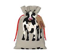 SDEGTHO Cow Black Spot 1pcs Durable Material Tote Bag 4.7x 6.9in With Drawstring Choice For Halloween Stylish Gift