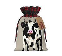 SDEGTHO Cow Black Spot 1pcs Durable Material Tote Bag 4.7x 6.9in With Drawstring Choice For Halloween Stylish Gift