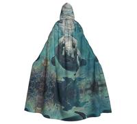 SDEGTHO Crazy Save Manatee Adult Hooded Cloak Cape Halloween Witch Costume For Men And Women Cosplay Costumes