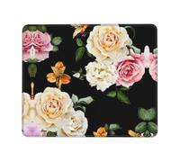 SDEGTHO Cream Shabby Rose Flower Full Coverage Desk Pad and Mouse Mat, Lock Edge Non-Slip Design for Extended Use with Computer