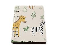 SDEGTHO Cute Animals Pattern Elephant Lays Flat A5 Notebook, Refillable Leather Journal for Daily Organizer, Business Notes