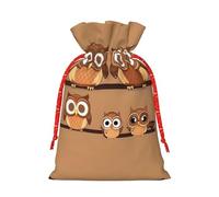 SDEGTHO Cute Big Brown Cartoon Owls 1pcs Durable Material Tote Bag 4.7x 6.9in With Drawstring Choice For Halloween Stylish Gift