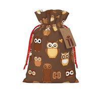 SDEGTHO Cute Brown Cartoon Owl 1pcs Durable Material Tote Bag 8.3x11.8in With Drawstring Choice For Halloween Stylish Gift