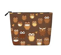 SDEGTHO Cute Brown Cartoon Owl Versatile Travel Bag Makeup Bag Large Capacity Cosmetic Pouch Zipper Bag Toiletry Bag, Black, One Size