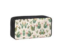 SDEGTHO Cute Cactus Printed Stationery Case Spacious Pencil Pouch Polyester Zip Organizer for School College Office Days