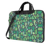 SDEGTHO Cute Cactus Seamless Illustration Print Multi-Pocket Laptop Bag Shoulder Crossbody Case Shockproof Computer Briefcase For Sports