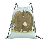 SDEGTHO Cute Cartoon Elephant Printed Drawstring Backpack Gym Bag, Lightweight Water-Resistant Sports Backpack For Men Women, Yoga, Running, Workout