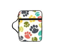SDEGTHO Cute Colorful Dog Paw Printed Church Bible Bag, Scripture Carrying Case for School, Durable Book Sleeve Organizer