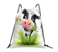 SDEGTHO Cute Cow Printed Drawstring Backpack Gym Bag, Lightweight Water-Resistant Sports Backpack For Men Women, Yoga, Running, Workout