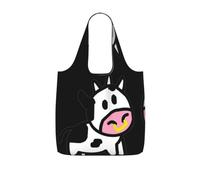 SDEGTHO cute cow Printed Foldable Shopping Bag Reusable, Large Capacity Tote for Grocery, Travel and Commuting