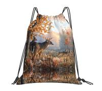 SDEGTHO Cute Deers Printed Drawstring Backpack Gym Bag, Lightweight Water-Resistant Sports Backpack For Men Women, Yoga, Running, Workout