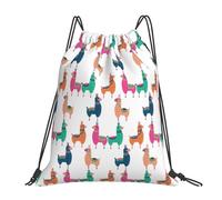 SDEGTHO Cute Llama Cartoon Printed Drawstring Backpack Gym Bag, Lightweight Water-Resistant Sports Backpack For Men Women, Yoga, Running, Workout