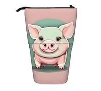 SDEGTHO Cute Long Ear Pig Standing Pencil Case,Cute Stand Up Pencils Pouch,Telescopic Pen Pouches,Portable Pens Holder, Black, One Size, Fashion