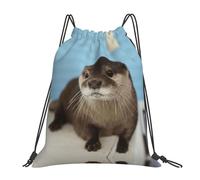 SDEGTHO Cute Otter Printed Drawstring Backpack Gym Bag, Lightweight Water-Resistant Sports Backpack For Men Women, Yoga, Running, Workout