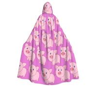 SDEGTHO Cute Pig Gothic Robe Wizard Cloak Adult Long Cape For Masquerade Medieval Halloween Costume