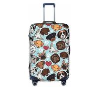 SDEGTHO Cute Pug Dog Printing Elastic Suitcase Cover Dust Proof Scratch Resistant Fits Central Handle Luggage for Trips