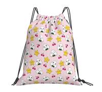 SDEGTHO Cute Rice Balls And Stars Pattern Printed Lightweight Drawstring Gym Bag, Waterproof Sports Sackpack Foldable Backpack For Travel, Hiking, Beach, School Or Daily Use