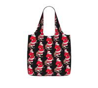 SDEGTHO Cute Santa Claus Printed Foldable Shopping Bag Reusable, Large Capacity Tote for Grocery, Travel and Commuting