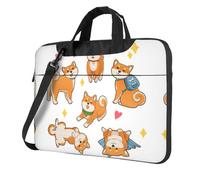 SDEGTHO Cute Shiba Inu Dog Print Multi-Pocket Laptop Bag Shoulder Crossbody Case Shockproof Computer Briefcase For Sports