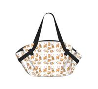 SDEGTHO Cute Shiba Inu Dog Printed 2-in-1 Camping Blanket and Tote, Polyester Composite 37in Round, Weekend Park Travel
