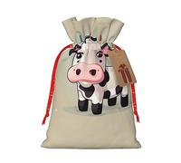 SDEGTHO Cute White Cow 1pcs Durable Material Tote Bag 4.7x 6.9in With Drawstring Choice For Halloween Stylish Gift