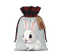 SDEGTHO Cute White Rabbit 1pcs Durable Material Tote Bag 4.7x 6.9in With Drawstring Choice For Halloween Stylish Gift
