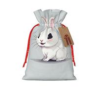 SDEGTHO Cute White Rabbit 1pcs Durable Material Tote Bag 8.3x11.8in With Drawstring Choice For Halloween Stylish Gift