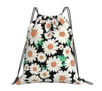 SDEGTHO Daisy Flower Pattern Printed Drawstring Backpack Gym Bag, Lightweight Water-Resistant Sports Backpack For Men Women, Yoga, Running, Workout