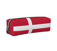 SDEGTHO Danish Flag Printed Leather Zipper Pencil Case for Students, Multi Purpose Pen Pouch for Kids Small Makeup Bag for Pens, Pencils, Markers