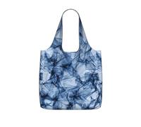 SDEGTHO Dark Blue Marble Print Packable Grocery Shopper Reusable Tote 25l Polyester Shoulder Bag Modern Holiday Gift