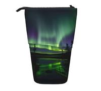 SDEGTHO Dark Northern Lights Standing Pencil Case,Cute Stand Up Pencils Pouch,Telescopic Pen Pouches,Portable Pens Holder, Black, One Size, Fashion