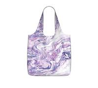 SDEGTHO Dark Purple Texture Marble Print Packable Grocery Shopper Reusable Tote 25l Polyester Shoulder Bag Modern Holiday Gift