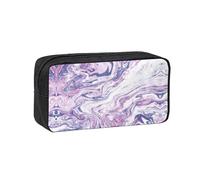 SDEGTHO Dark Purple Texture Marble Printed Stationery Case Spacious Pencil Pouch Polyester Zip Organizer for School College Office Days