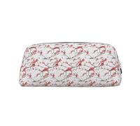 SDEGTHO Delicate Cherry Blossoms Printing Leather Pencil Case Large Capacity School Pen Bag Fountain Pen Holder for Boys and Girls Gift