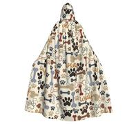 SDEGTHO Dog Bones Paw Gothic Robe Wizard Cloak Adult Long Cape For Masquerade Medieval Halloween Costume