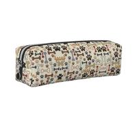 SDEGTHO Dog Bones Paw Leather Pencil Case for Students, Stylish Printed Zippered Pouch for School Supplies, Back-to-School Season Essentials