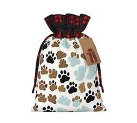 SDEGTHO Dog Bones Paw Prints 1pcs Durable Material Tote Bag 4.7x 6.9in With Drawstring Choice For Halloween Stylish Gift