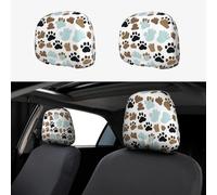 SDEGTHO Dog Bones Paw Prints Head Rest Dust-Proof Cover car Soft Breathable Driving Universal Head Support Covers 2 Pcs