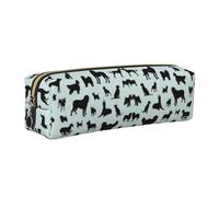 SDEGTHO Dog Show Black Print Leather Pencil Case for Students, Simple Pen Bag for Boys Girls Small Zipper Pouch for School Supplies, Markers, Makeups, Coins