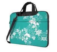 SDEGTHO Dolphins Flowers Sea Starfish Coral Seashell Print Multi-Pocket Laptop Bag Shoulder Crossbody Case Shockproof Computer Briefcase For Sports