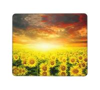 SDEGTHO Dreamlike Sunset Of A Sunflower Field Full Coverage Desk Pad and Mouse Mat, Lock Edge Non-Slip Design for Extended Use with Computer