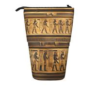 SDEGTHO Egypt Hieroglyphics Standing Pencil Case,Cute Stand Up Pencils Pouch,Telescopic Pen Pouches,Portable Pens Holder, Black, One Size, Fashion